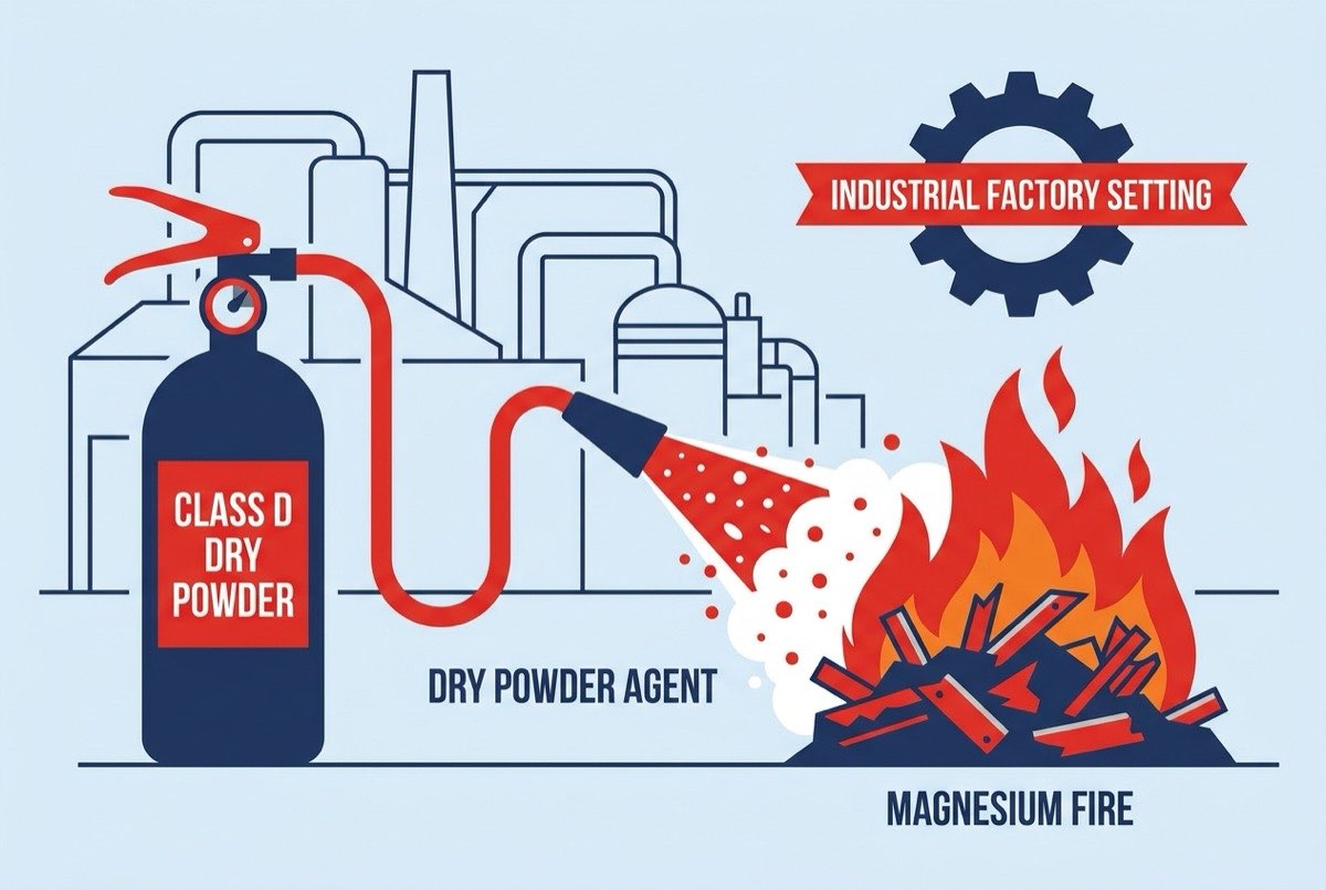 Class D fire extinguisher for combustible metal fires
