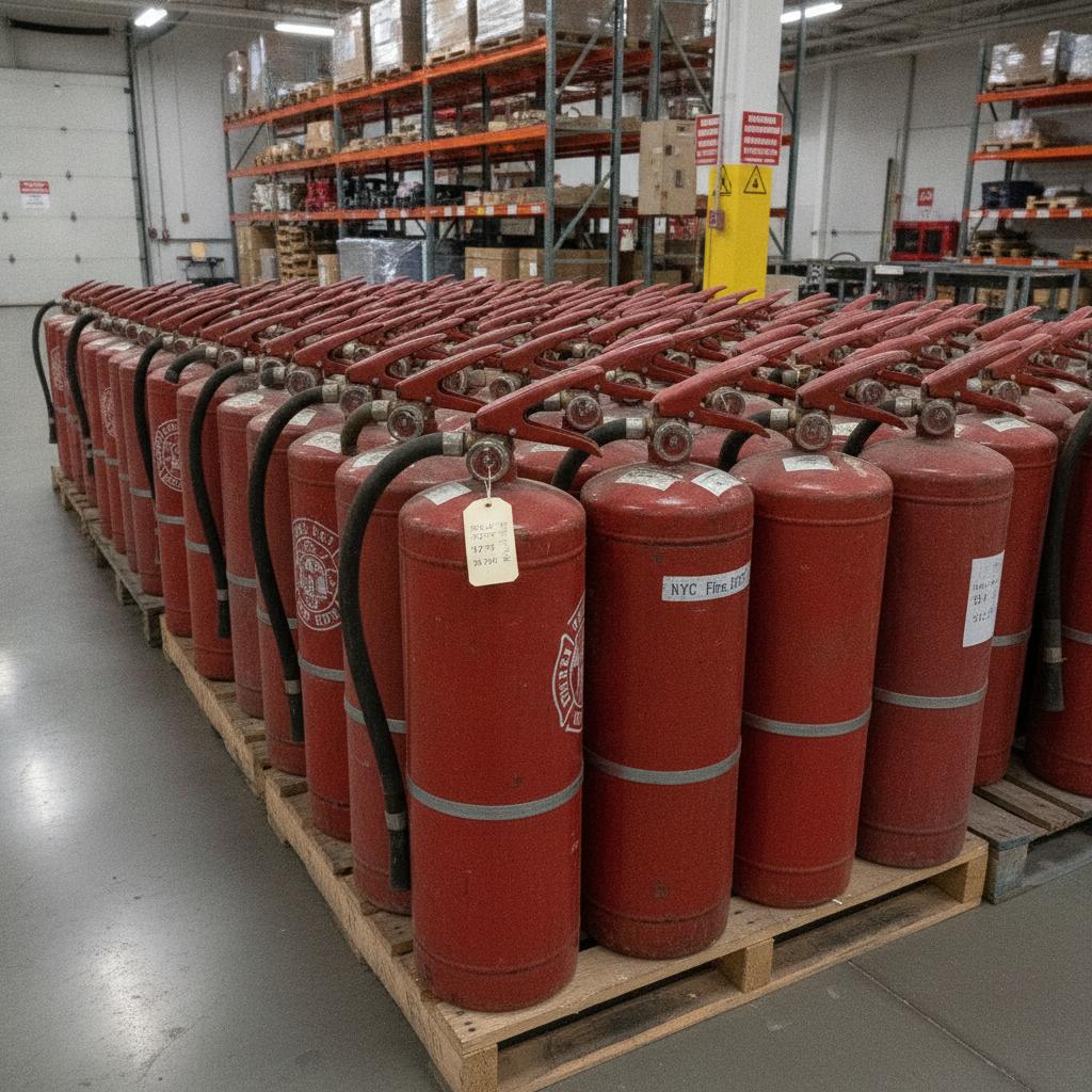 Old fire extinguishers collected for disposal at NYC facility
