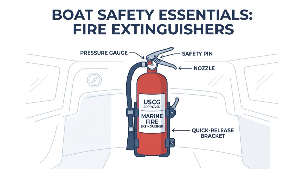 Fire extinguisher for boats — USCG requirements and mounting guide