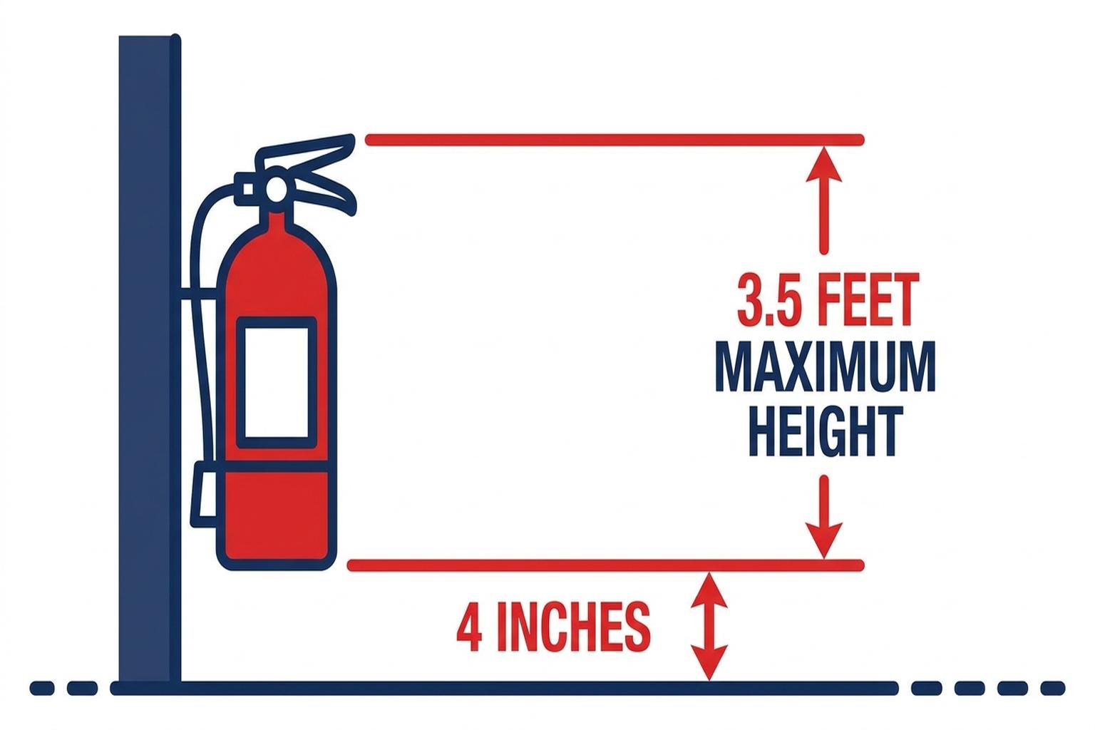 OSHA fire extinguisher mounting height requirements diagram