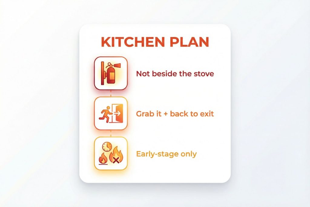 Kitchen Fire Extinguisher Placement Plan: Where to Mount It and What to Do First