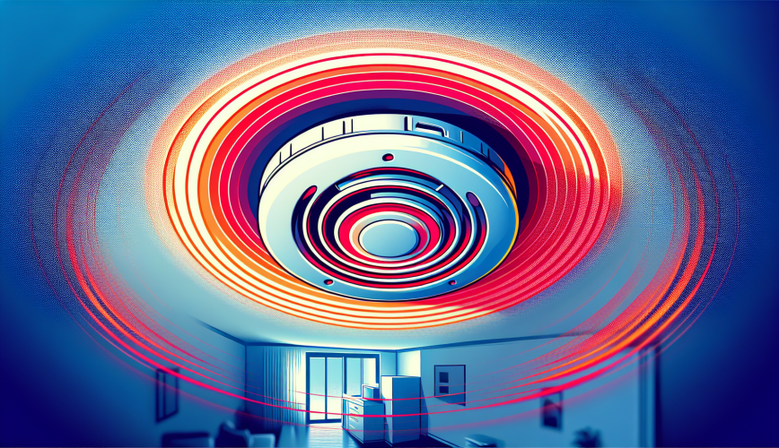 Illustration of a smoke alarm with a beeping sound